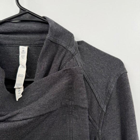 Lululemon Womens Open Cardigan Size 12 Stretch Modal Jersey Wrap Jacket gray - Picture 6 of 14